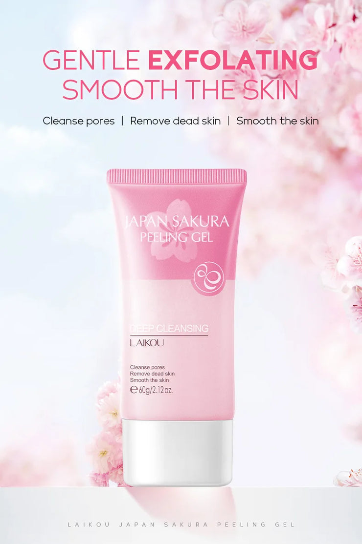 LAIKOU Sakura Moisturizing Facial Cleanser Peeling Gel Deep Cleansing Remove Dead Face Wash Skin Care
