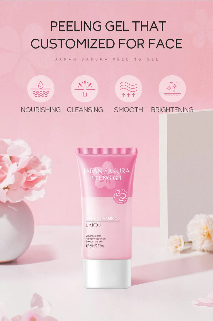 LAIKOU Sakura Moisturizing Facial Cleanser Peeling Gel Deep Cleansing Remove Dead Face Wash Skin Care