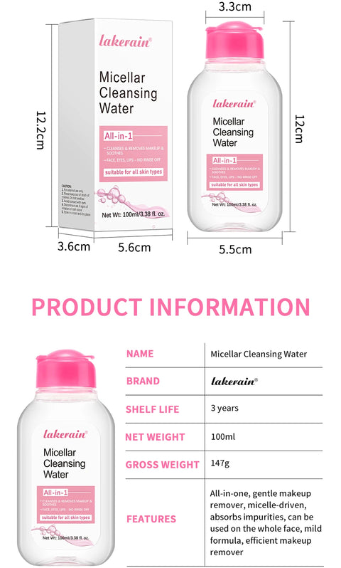 All in One Cleansing Water Deep Makeup Remove Sensitive Soothes Vegetarian Non-stimulating Cleaning Hydrate Cleansing Products