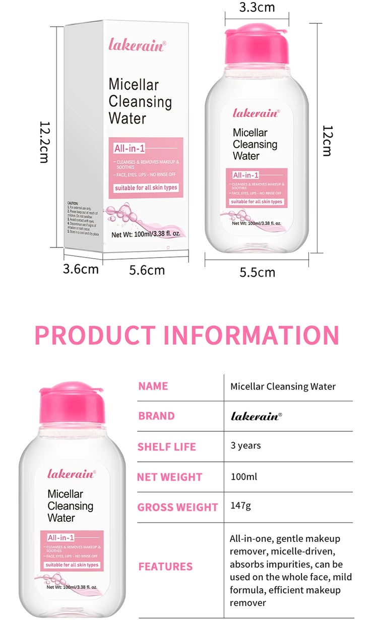 All in One Cleansing Water Deep Makeup Remove Sensitive Soothes Vegetarian Non-stimulating Cleaning Hydrate Cleansing Products