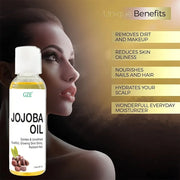GZE Organic Jojoba Oil, Pure Moisturizing Oil For Face, Hair, Skin & Nails | Natural Cold Pressed Hexane Free Carrier Oil