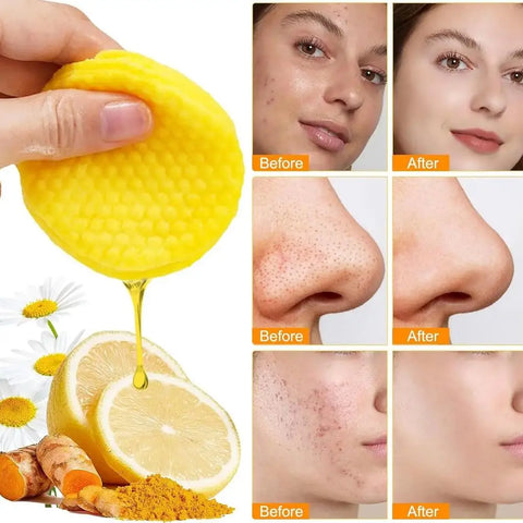 Turmeric Kojic Acid Cleansing Pads Exfoliating Pads Facial Sponges For Cleansing Exfoliating Daily Cleansing Skin Care Tools