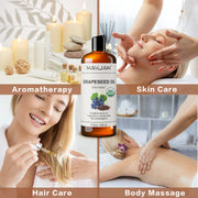 16fl.oz Organic Grapeseed Oil for Skin Care Cold Pressed Pure Natural Carrier Oil Body Oil Massage Nourish Moisturize Brighten
