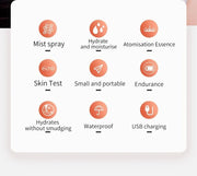 Mist Sprayer Handheld Nano Beauty Instrument Rechargeable Humidifier Nebulizer Portable Hydrating Women Beauty Water Skin Care