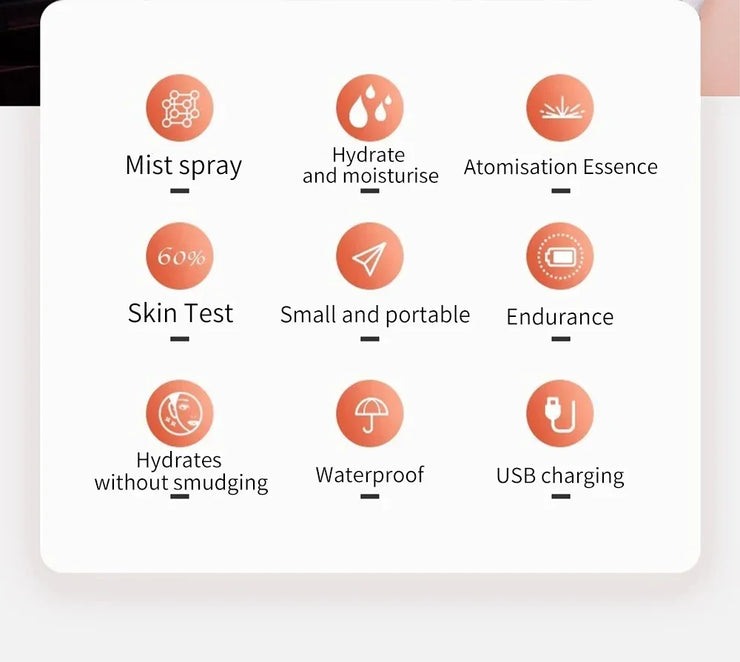 Mist Sprayer Handheld Nano Beauty Instrument Rechargeable Humidifier Nebulizer Portable Hydrating Women Beauty Water Skin Care