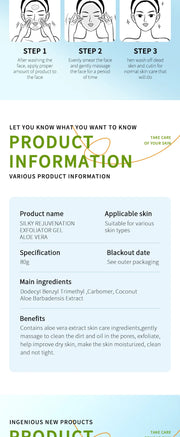 SADOER Exfoliating Aloe Vera Gel Facial Cleanser Deep Cleansing Exfoliant Gentle Tender Face Exfoliation Facial Exfoliator