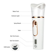Nano Facial Sprayer Mini Humidifier Portable Wireless Cool Mist Maker Fogger Hydration Humidifier Skin Care UsB Rechargeable Spa