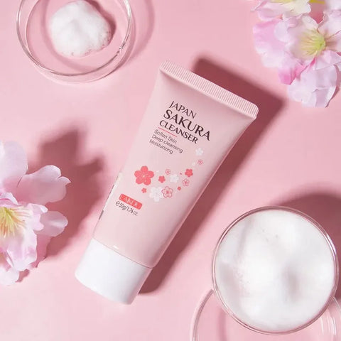 Laikou Sakura Whitening Facial Cleanser Foam Moisturizing Deep Remove Cleansing Acne Milk Oil Control Exfoliating Shrink Pores