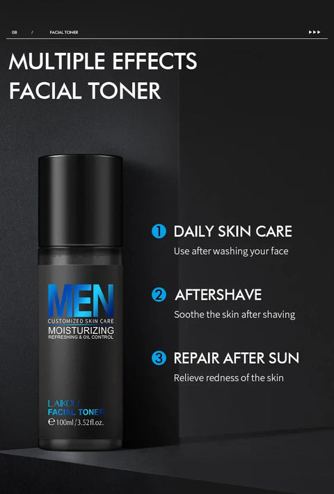 LAIKOU Men Moisturizer Toner Hydrating Improving Dry Oil Control Face Care Refreshing Rejuvenate Korean Skin Care Product 100ml