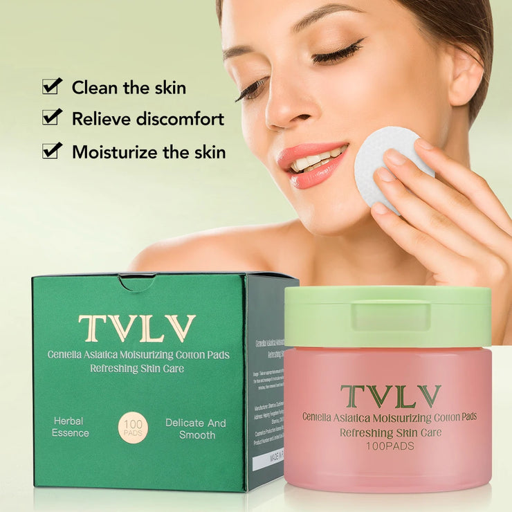 100Pcs Skincare Toner Pads with Centella Asiatica Niacinamide Cleansing Cotton Pads Deep Hydrating Moisturizing Toner Cotton Pad