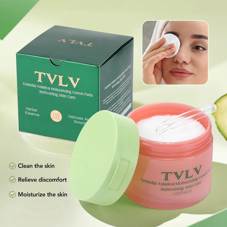 100Pcs Skincare Toner Pads with Centella Asiatica Niacinamide Cleansing Cotton Pads Deep Hydrating Moisturizing Toner Cotton Pad