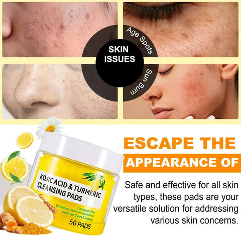 Turmeric Kojic Acid Cleansing Pads Exfoliating Pads Facial Sponges For Cleansing Exfoliating Daily Cleansing Skin Care Tools