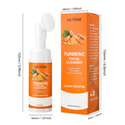Turmeric Cleanser Sulfur Cleanser Facial Brightening Skin Tone Daily Face Wash Foam with Brush Deep Chean Skin Care