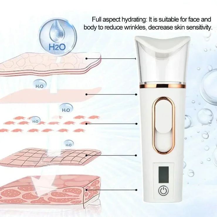 Mist Sprayer Handheld Nano Beauty Instrument Rechargeable Humidifier Nebulizer Portable Hydrating Women Beauty Water Skin Care