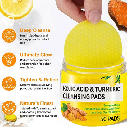 Turmeric Kojic Acid Cleansing Pads Exfoliating Pads Facial Sponges For Cleansing Exfoliating Daily Cleansing Skin Care Tools