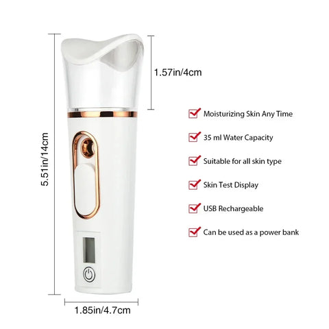 Mist Sprayer Handheld Nano Beauty Instrument Rechargeable Humidifier Nebulizer Portable Hydrating Women Beauty Water Skin Care