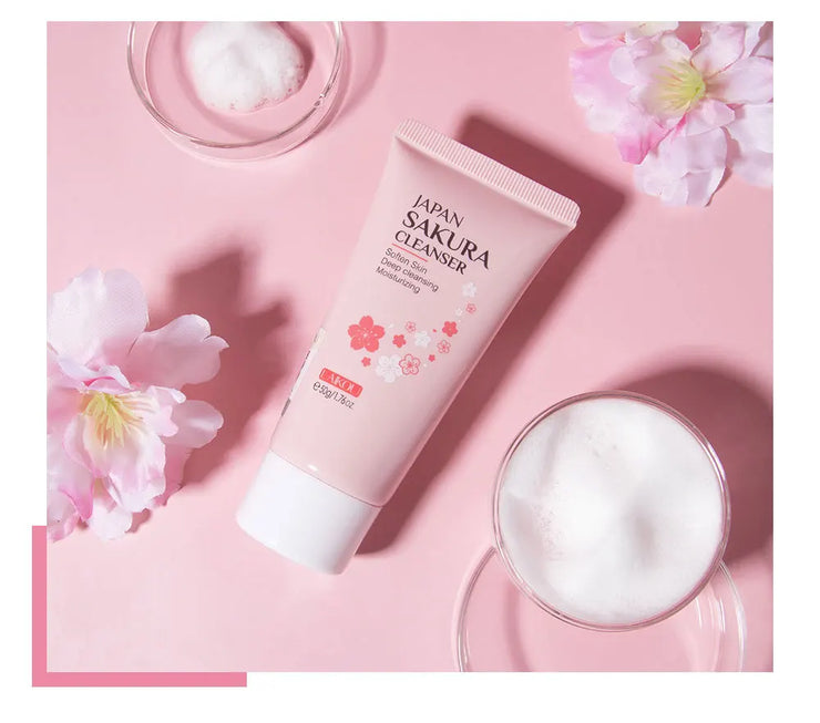 Laikou Sakura Whitening Facial Cleanser Foam Moisturizing Deep Remove Cleansing Acne Milk Oil Control Exfoliating Shrink Pores