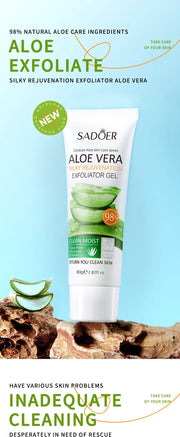 SADOER Exfoliating Aloe Vera Gel Facial Cleanser Deep Cleansing Exfoliant Gentle Tender Face Exfoliation Facial Exfoliator