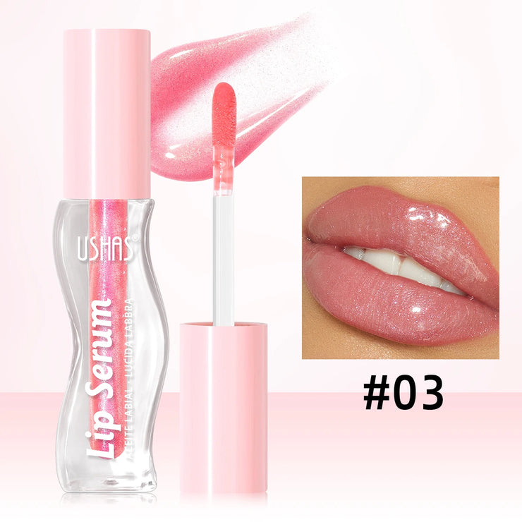 USHAS,Moisturizing lip gloss, hydrating and moisturizing, lip care, increase lip gloss, waterproof and non-stick cup