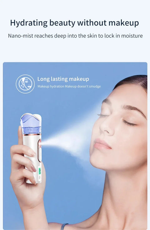 Mist Sprayer Handheld Nano Beauty Instrument Rechargeable Humidifier Nebulizer Portable Hydrating Women Beauty Water Skin Care