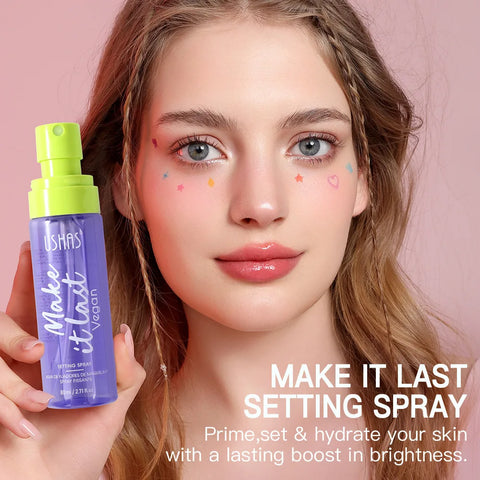 USHAS 80ml Setting Spray Waterproof, Moisturizing Oil-Control & Hydrating  Long-Lasting Makeup Fixer