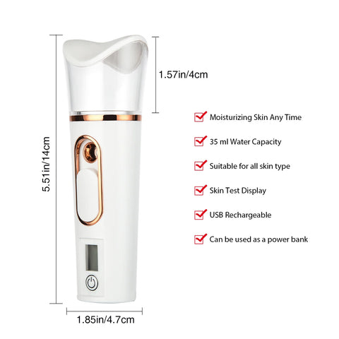 Nano Facial Sprayer Mini Humidifier Portable Wireless Cool Mist Maker Fogger Hydration Humidifier Skin Care UsB Rechargeable Spa