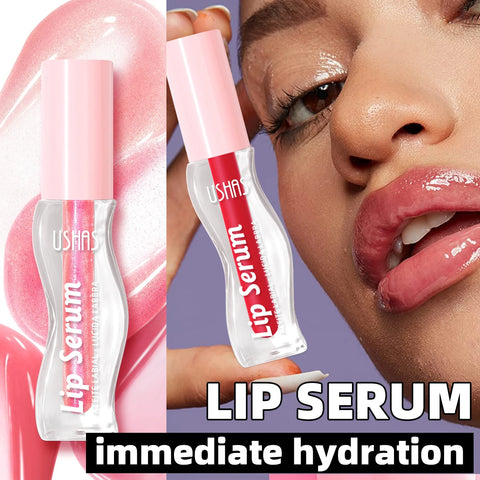 USHAS,Moisturizing lip gloss, hydrating and moisturizing, lip care, increase lip gloss, waterproof and non-stick cup