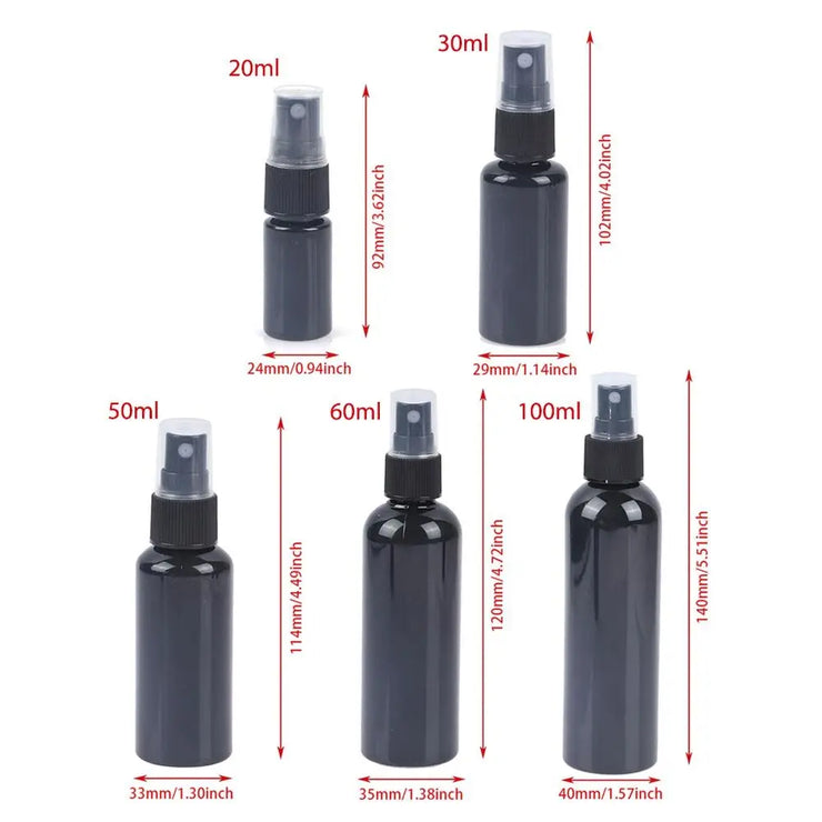1Pcs Perfume Cosmetic Face Hydration Refillable Spray Bottle 20/30/50/60/100ml Travel Accessories Small Watering Can Black Empty