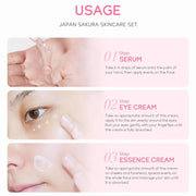 Face Skin Care Set Cleanser Sakura Essence Cream Moisturizing Whitening & Anti-Aging Toner Eye Cream Face Serum Eye Skin Care
