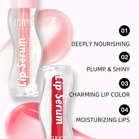 USHAS,Moisturizing lip gloss, hydrating and moisturizing, lip care, increase lip gloss, waterproof and non-stick cup