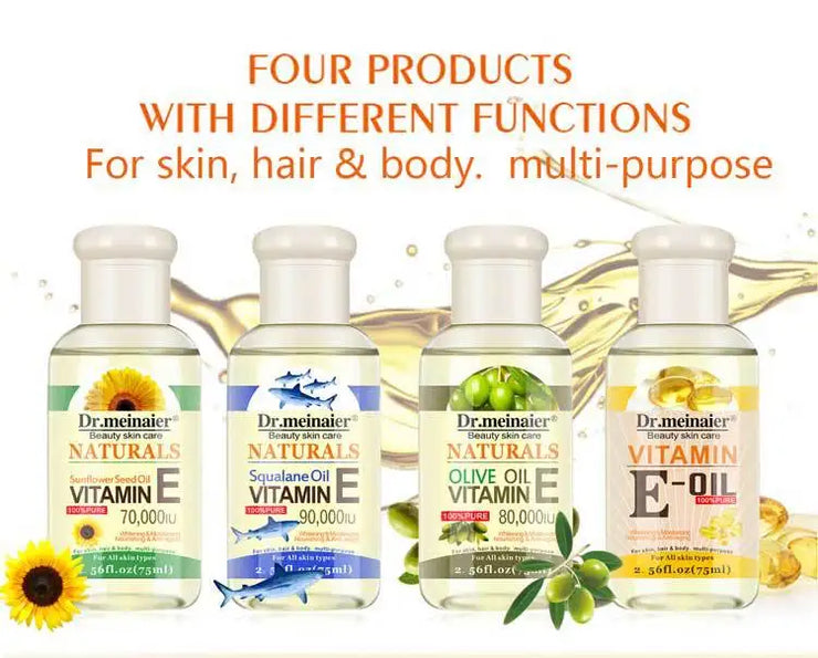 Vitamin E Face Essence Oil Morning & Night Whitening Shrink Pores Anti Wrinkle Aging Freckle Repair Face Skin Care Essence 75ml