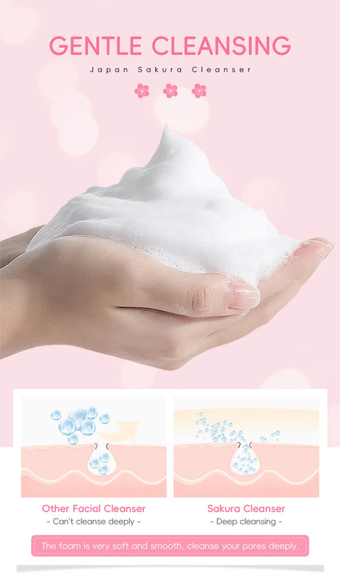 LAIKOU Sakura Cleanser Gentle Deep Cleaning Oil Control Moisturizing Shrink Pores Face Skin Care 50g Skin Cleanser All Skin Type
