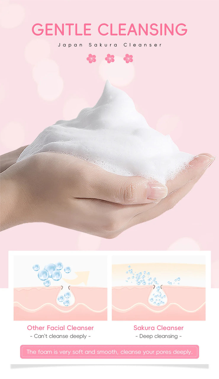 LAIKOU Sakura Cleanser Gentle Deep Cleaning Oil Control Moisturizing Shrink Pores Face Skin Care 50g Skin Cleanser All Skin Type