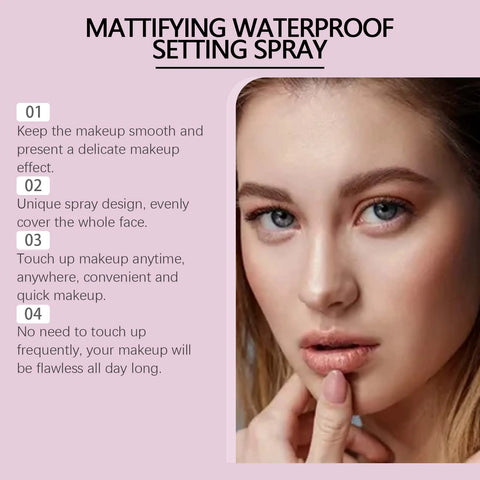 Makeup Setting Spray Waterproof Sweat-Proof Flawless Matte Effect All Day Refreshing Oil Control Non-sticky Makeup Fixing Mist