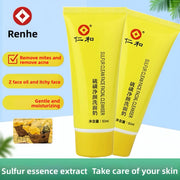 Turmeric Cleanser Sulfur Cleanser Facial Brightening Skin Tone Daily Face Wash Foam with Brush Deep Chean Skin Care