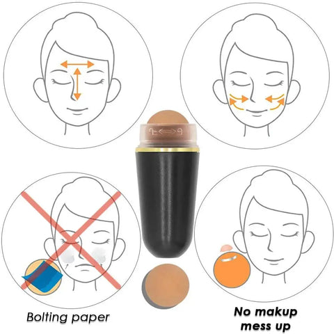 Face Oil Absorbent Volcanic Roller Portable Reusable Oil Control On the Go Instant Results Remove Excess Shine for Oily Skin