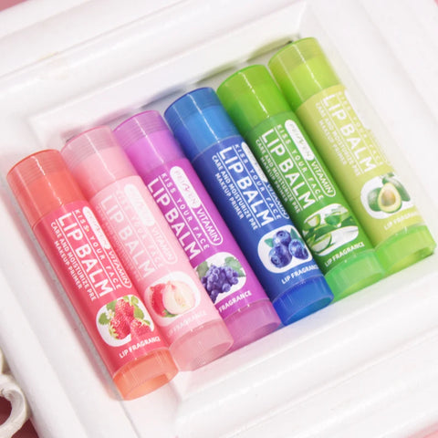 DNM Multi Fruit Flavors Moisturizing Hydrating Base Lip Balm Set Makeup Lip Care Daily Care Balm for Women and Men 6Pcs Set