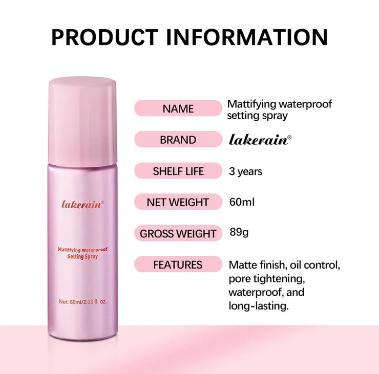 Mattifying Setting Spray Waterproof Makeup Long Lasting Oil Control Moisturizing Non-Sticky Spray Fixer Spray For All Skinprimer