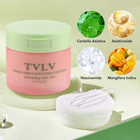 100Pcs Skincare Toner Pads with Centella Asiatica Niacinamide Cleansing Cotton Pads Deep Hydrating Moisturizing Toner Cotton Pad
