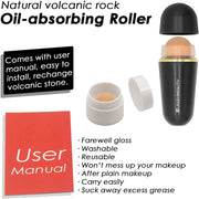 Face Oil Absorbent Volcanic Roller Portable Reusable Oil Control On the Go Instant Results Remove Excess Shine for Oily Skin