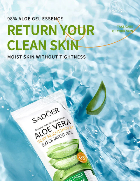 SADOER Exfoliating Aloe Vera Gel Facial Cleanser Deep Cleansing Exfoliant Gentle Tender Face Exfoliation Facial Exfoliator